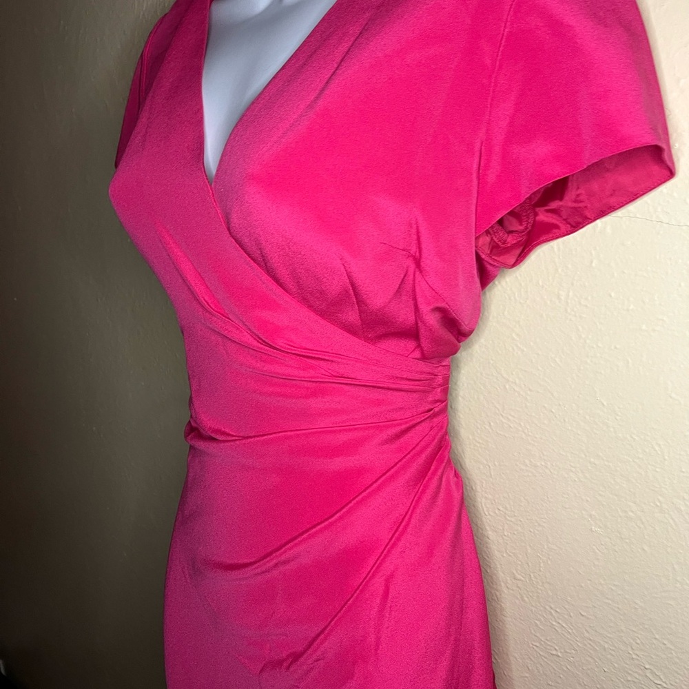 100% silk Maggy London Pink wrap dress - Picture 2 of 11